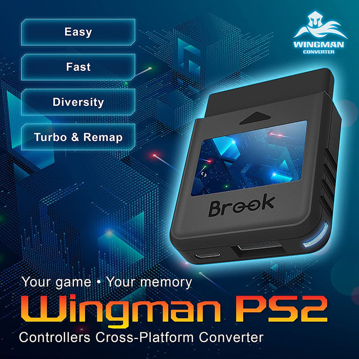 Brook Wingman PS2 Converter - Controller Adapter for PS3 / PS4 / PS5 / Xbox 360 / Xbox One / Xbox Series X/S / Switch Pro to PS2, PS1 and PS Classic [Cross-Platform Accessory]