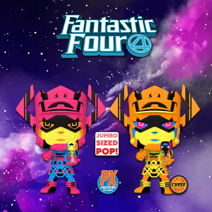 Funko POP! Marvel Fantastic Four: Galactus with Silver Surfer Vinyl Bobble-head - Black Light Version #809