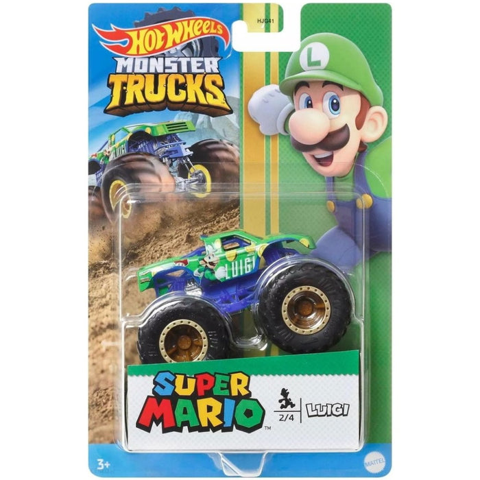 Hot Wheels Monster Trucks 1:64 Super Mario Themed Vehicle - Luigi [Toys, Ages 3+]
