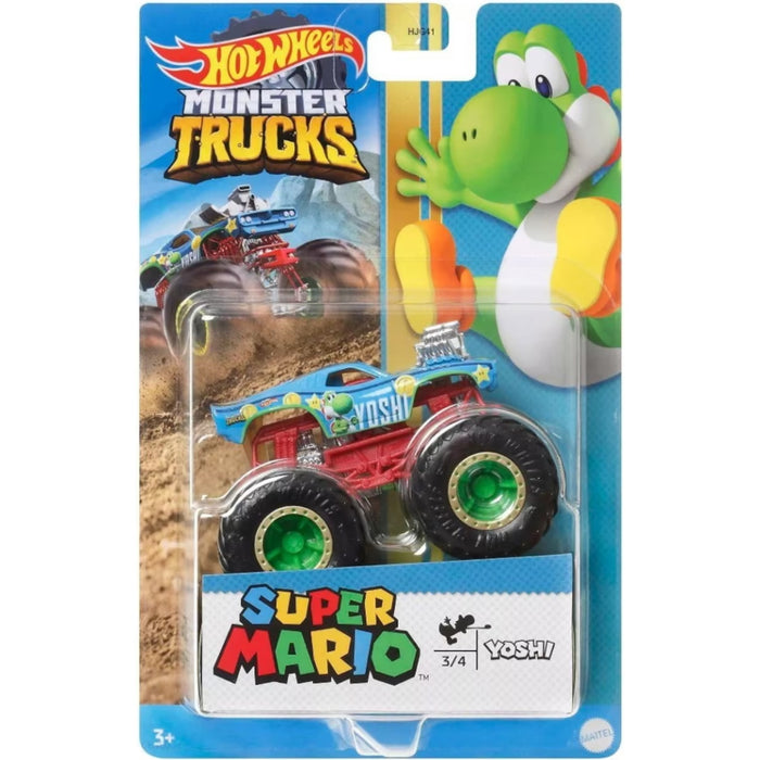 Hot Wheels Monster Trucks 1:64 Super Mario Themed Vehicle - Yoshi [Toys, Ages 3+]