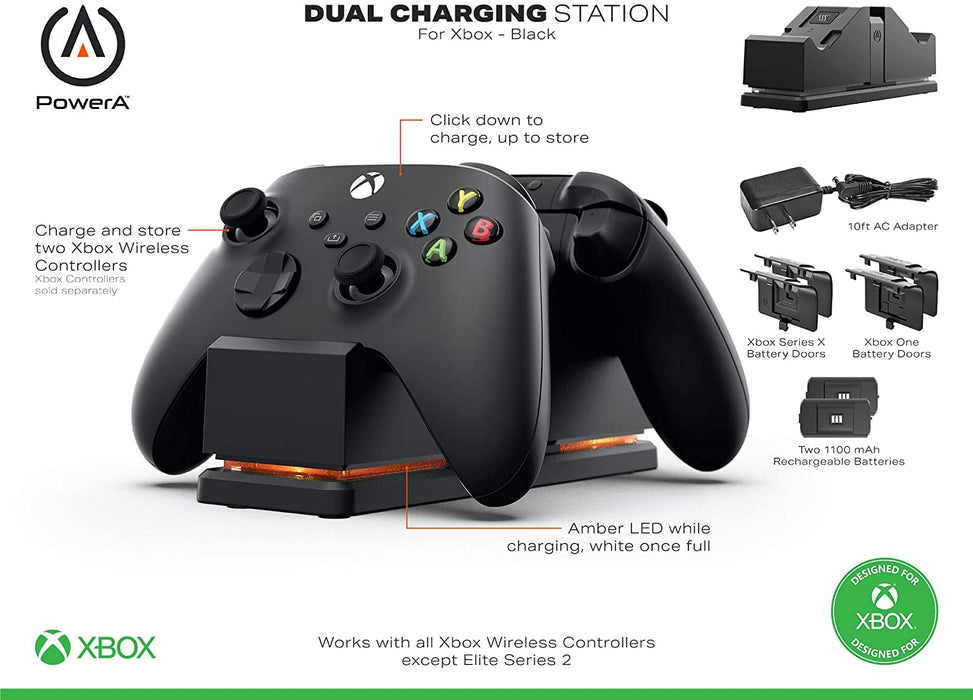 PowerA Dual Charging Station for Xbox - Black [Xbox Series X/S / Xbox One Accessory]