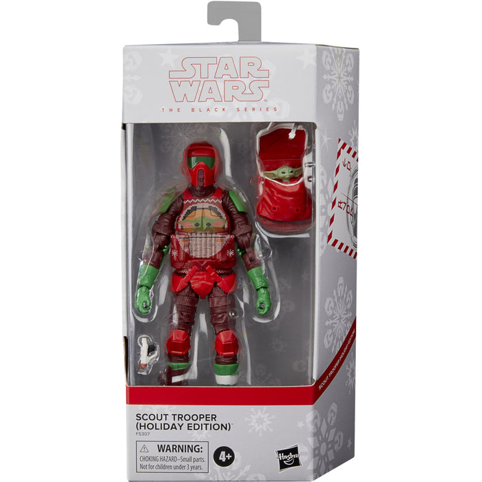Star Wars: The Black Series - 6-Inch Scout Trooper (Holiday Edition) and Grogu in Holiday-Themed Bag [Toys, Ages 4+]