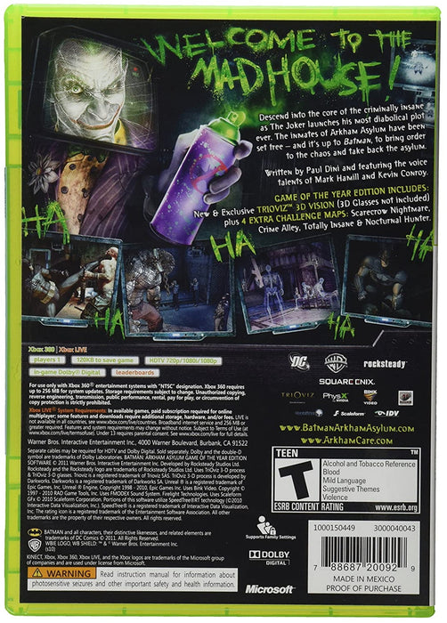 Batman: Arkham Asylum - Game of the Year Edition [Xbox 360]
