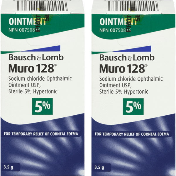 Bausch & Lomb Muro 128 5% Ointment - 3.5 g / 8 Oz - 2 Pack [Healthcare]