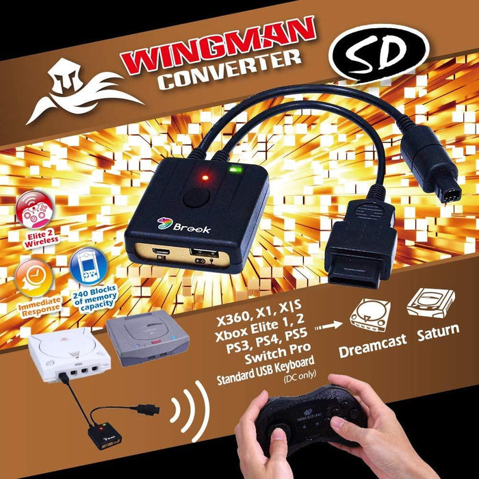 Brook Wingman Converter SD Support - Controller Adapter for PS3 / PS4 / PS5 / Xbox 360 / Xbox One / Xbox Series X/S / Switch Pro to Saturn and Dreamcast [Cross-Platform Accessory]