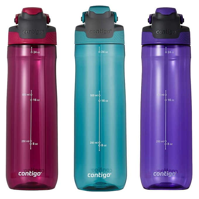 Contigo AutoSeal Tritan Water Bottles - 3 Pack - Purple, Pink, Blue [H —  MyShopville