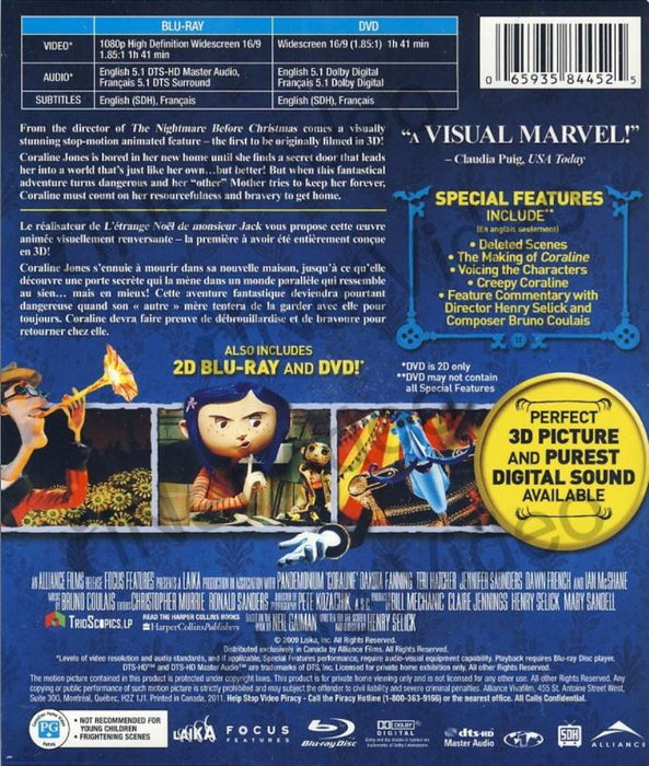 Coraline [3D + 2D Blu-ray + DVD]