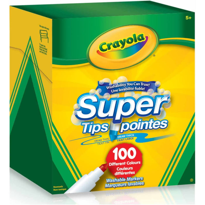 Crayola Washable Super Tips Marker Set, 100 Ct, School Supplies, Art  Supplies for Kids & Teens