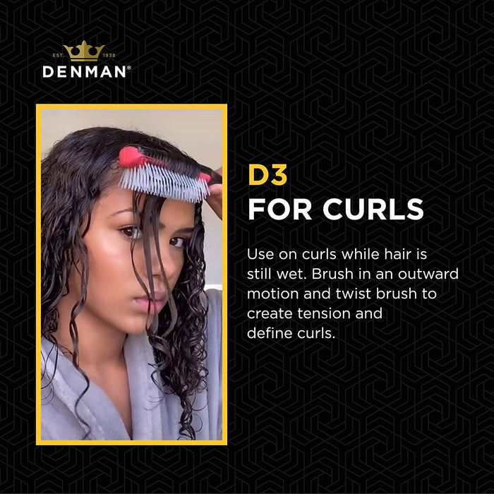 Denman D3 Original Styler 7 Row Nylon Bristles Hair Brush - Black/Red [Personal Care]