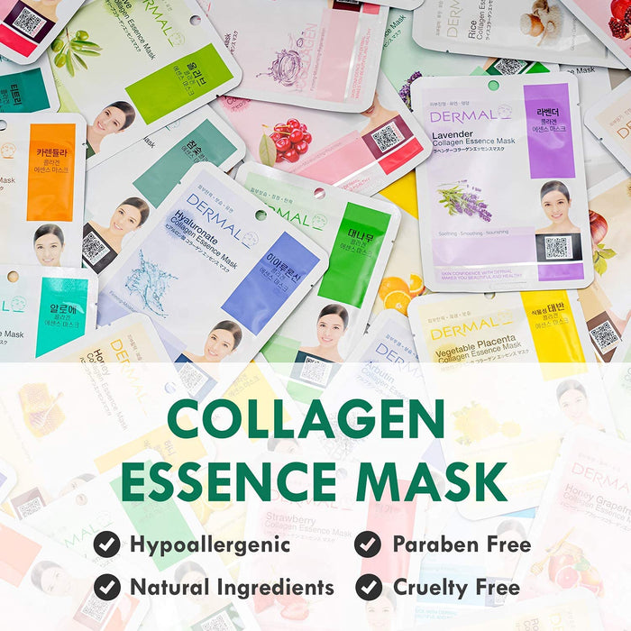 Dermal Korea Collagen Essence Full Face Facial Mask Sheet - 32-Count Combo Pack [Skincare]