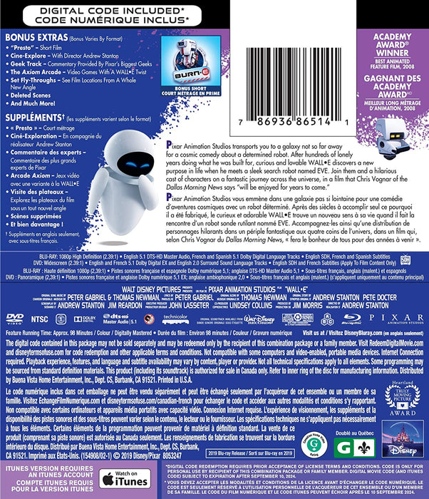 Disney Pixar's Wall-E [Blu-ray + DVD + Digital]