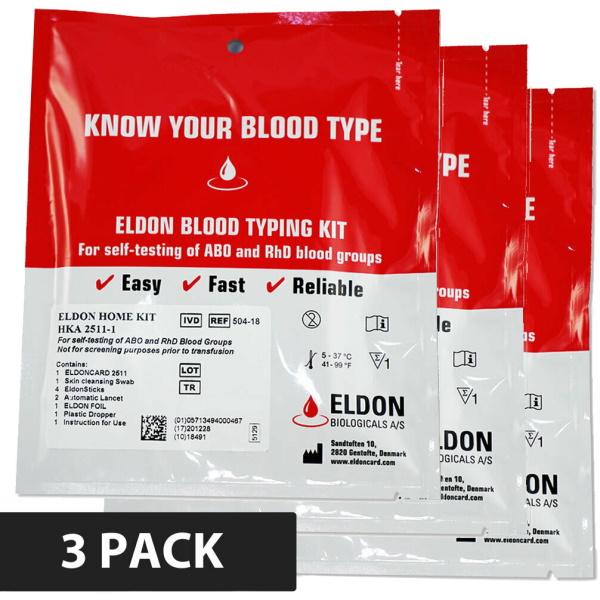 Eldoncard Blood Type Test - Complete Blood Typing Kit - 3 Pack [Health —  MyShopville