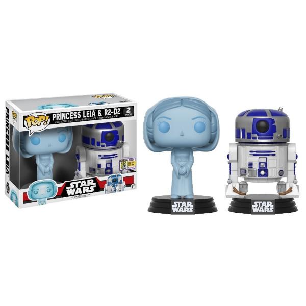 Funko POP! Star Wars: Holographic Princess Leia + R2-D2 - SDCC Exclusive [Toys, Ages 3+, 2-Pack]