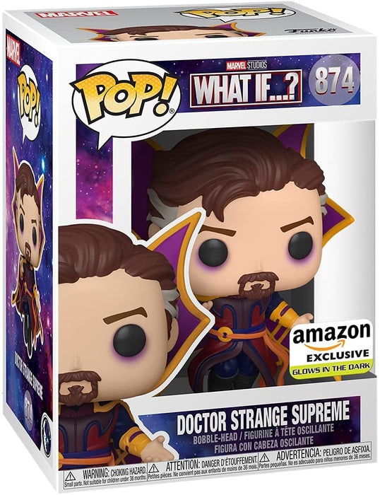 Funko POP! Marvel: What If? - Doctor Strange Supreme Vinyl Bobble-Head - Glow in The Dark Amazon Exclusive Edition #874