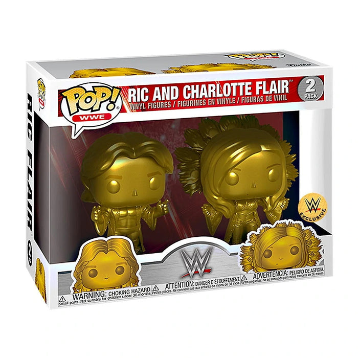 Funko POP! WWE: Ric and Charlotte Flair Gold Vinyl Figures - 2-Pack [Toys, Ages 3+]
