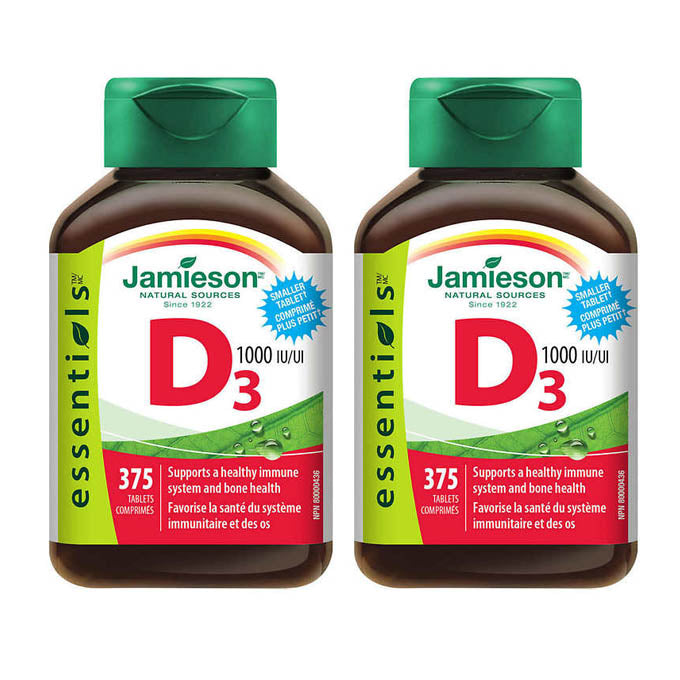 Jamieson Vitamin D3 1000 IU - 2 Pack - 2 x 375 Tablets [Healthcare]