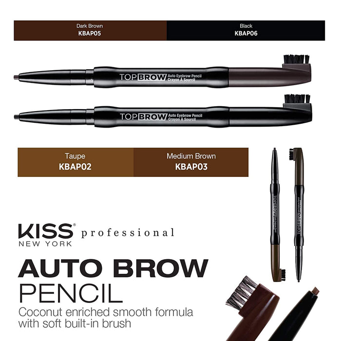 Kiss New York Professional Top Brow Auto Eyebrow Pencil - Dark Brown [Beauty]