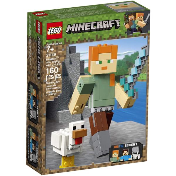 LEGO Minecraft: Alex BigFig with Chicken - 160 Piece Building Kit [LEGO, #21149, Ages 7+]