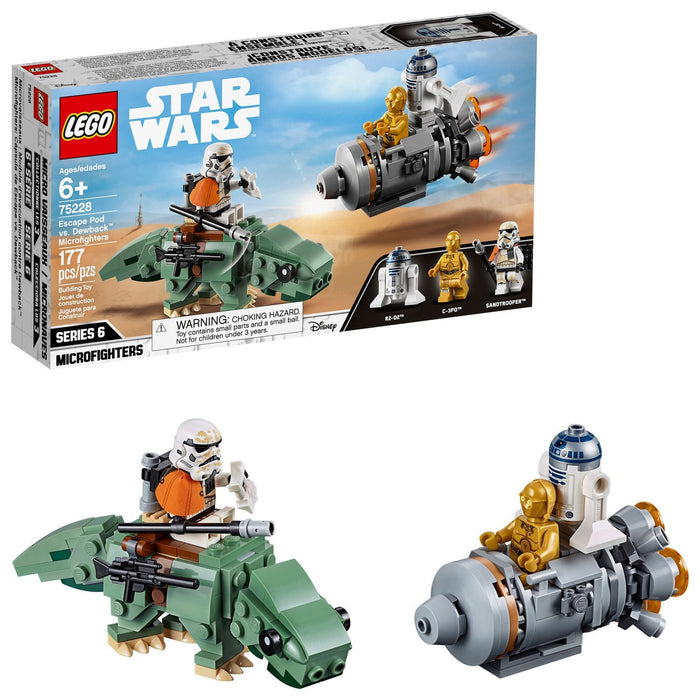 LEGO Star Wars: Escape Pod vs. Dewback Microfighters - 177 Piece Building Kit [LEGO, #75228, Ages 6+]