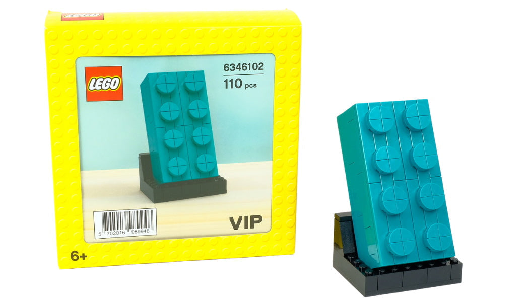 LEGO VIP: 2×4 Teal Buildable Brick - 110 Piece Building Set [LEGO, #6346101, Ages 6+]