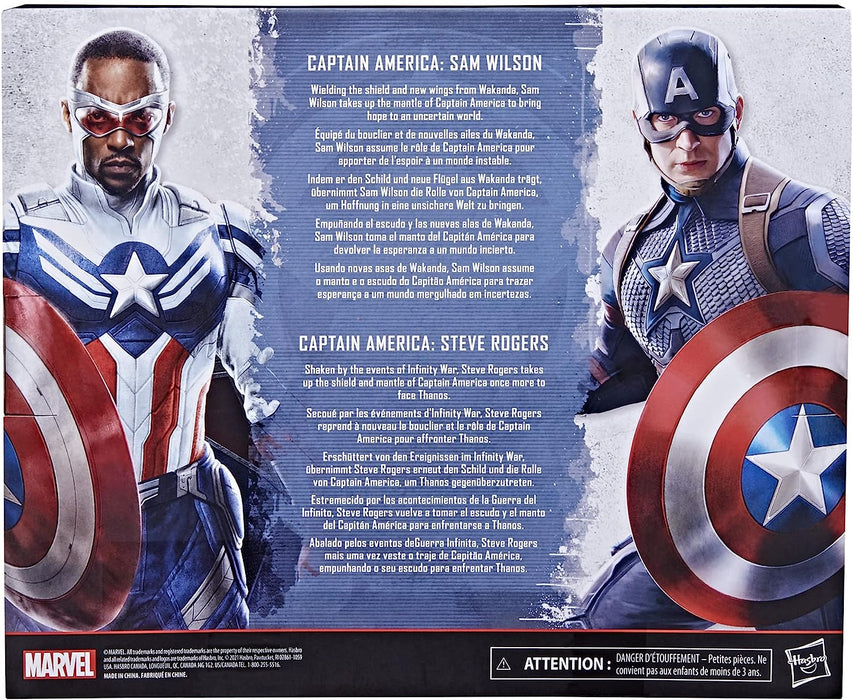 Marvel Legends Series: Captain America 2-Pack Steve Rogers Sam Wilson MCU 6-Inch Figures [Toys, Ages 4+]
