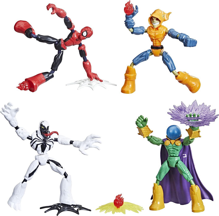 Marvel Spider-Man Bend and Flex Figure 4-Pack - Spider-Man and Anti-Venom Vs. Marvel's Mysterio and Hobgoblin [Toys, Ages 4+]