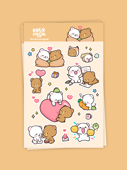 milkmochabear: Sticker Pack - Milk & Mocha 1st Edition [48 Sticker Pack]