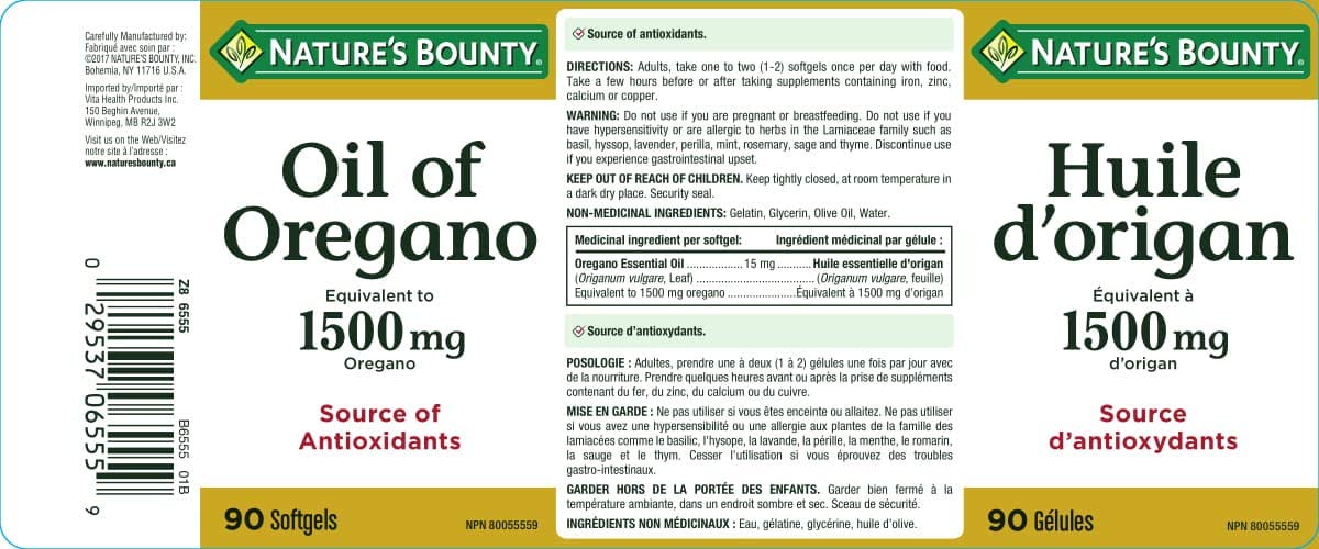 Nature's Bounty Oil of Oregano 1500mg - 90 Softgels [Healthcare]