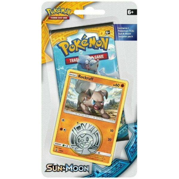 Pokemon TCG: Sun & Moon - Checklane Blister Pack + Rockruff Card & Collectible Coin