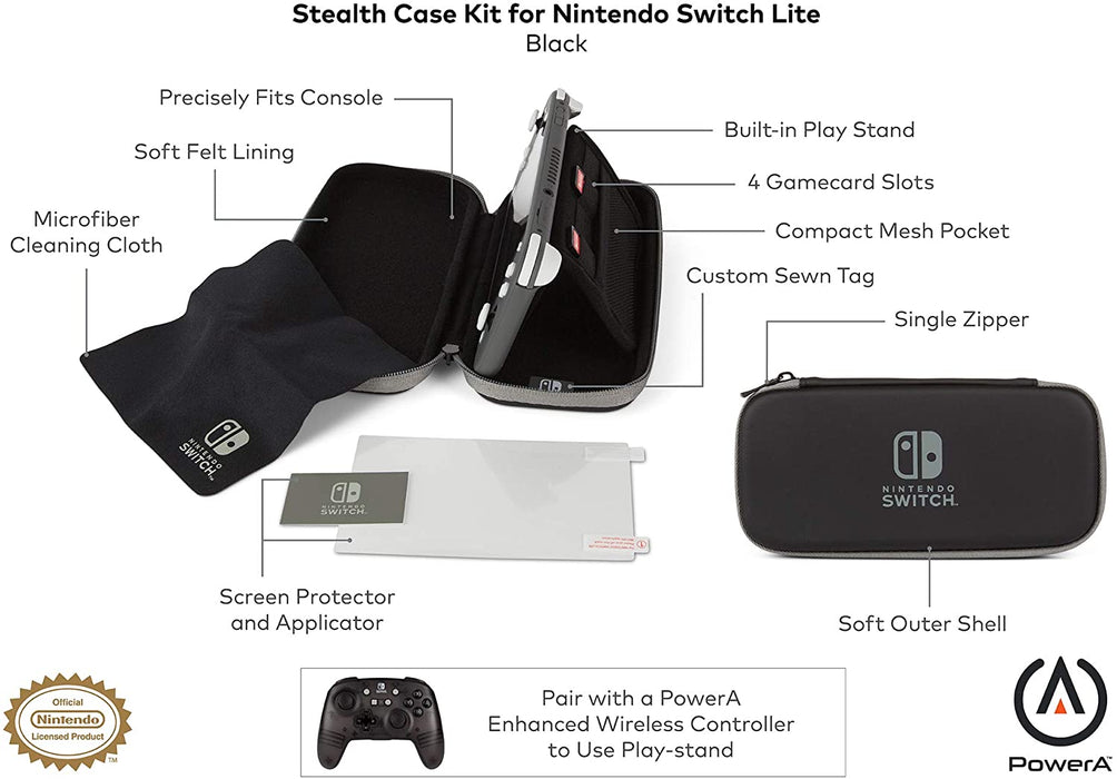 PowerA Stealth Case Kit for Nintendo Switch Lite [Nintendo Switch Accessory]