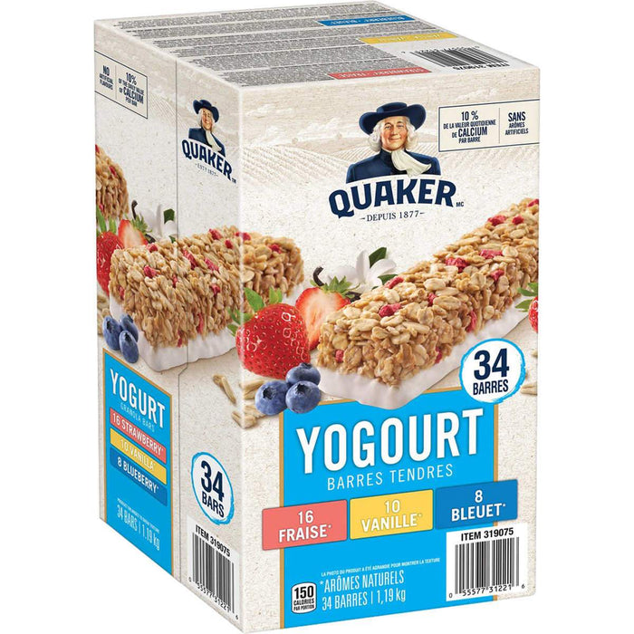 Quaker Yogurt Granola Bars 3 Flavor Variety Pack  - 1.19 kg - 34-Count [Snacks & Sundries]