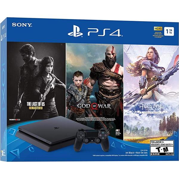 Sony PlayStation 4 Slim Console - The Last of Us Remastered + God of War + Horizon Zero Dawn: Complete Edition Bundle - 1TB [PlayStation 4 System]