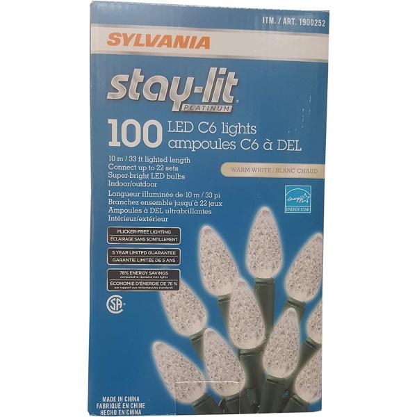 Sylvania Stay-Lit Platinum Indoor/Outdoor 100 C6 LED Lights -  Warm White [Electronics]