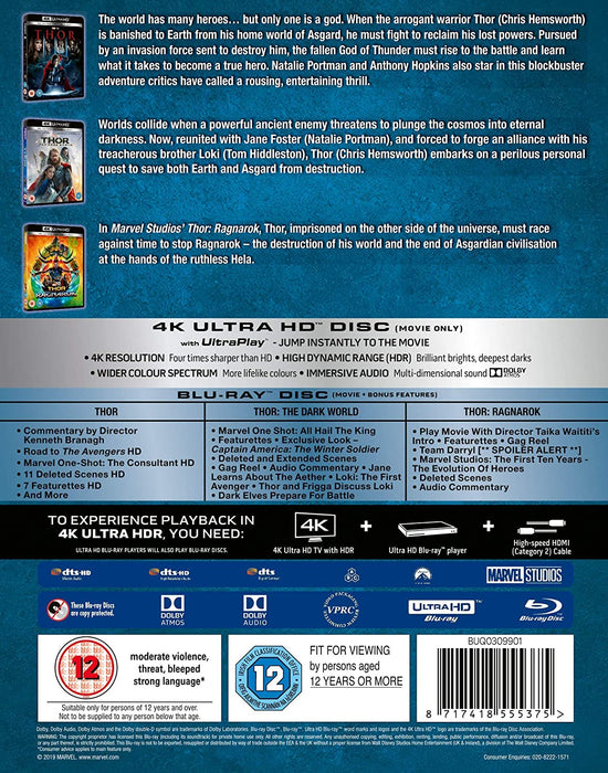 Marvel's Thor: 3-Movie Collection - 4K [Blu-ray + 4K UHD Box Set]